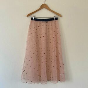 HALOGEN x Atlantic Pacific tulle sheer polka dot & pink full skirt size medium